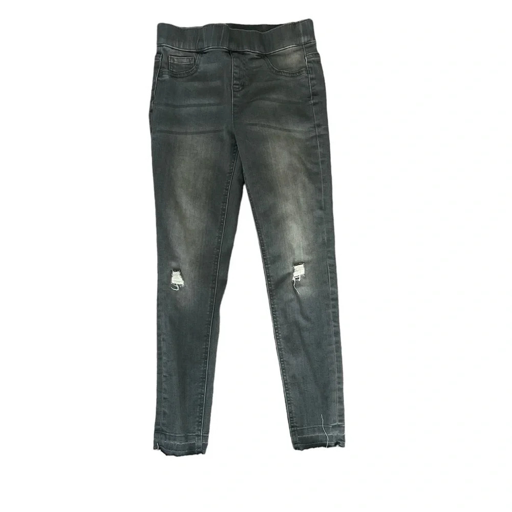 Justice Gray, Stretchy, Distressed, Raw Hem Girls Jeans, Size 12
